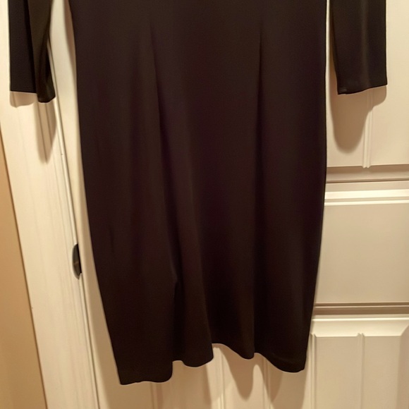 Ann Taylor 8 Black Dress over-knee, Full Length Gold Zip Front closure sleeves - Picture 13 of 13